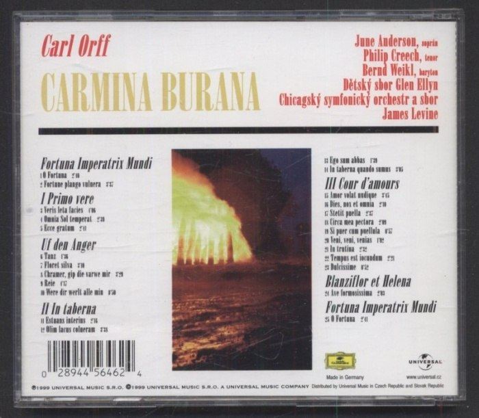 Carl Orff, June Anderson / Bernd Weikl / Philip Creech, Chicago Symphony Chorus And Orchestra, James Levine - Carmina Burana (CD)