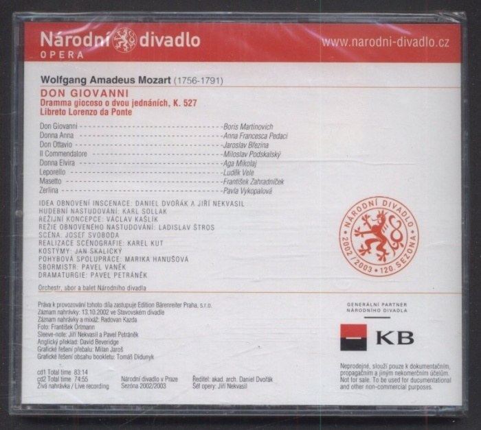 Wolfgang Amadeus Mozart, Martinovich / Pedaci / Březina / Podskalský a další - Don Giovanni (2CD)