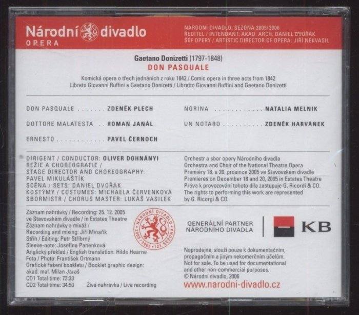 Gaetano Donizetti, Plech / Janál / Černoch / Melnik, Oliver Dohnányi - Don Pasquale (2CD)