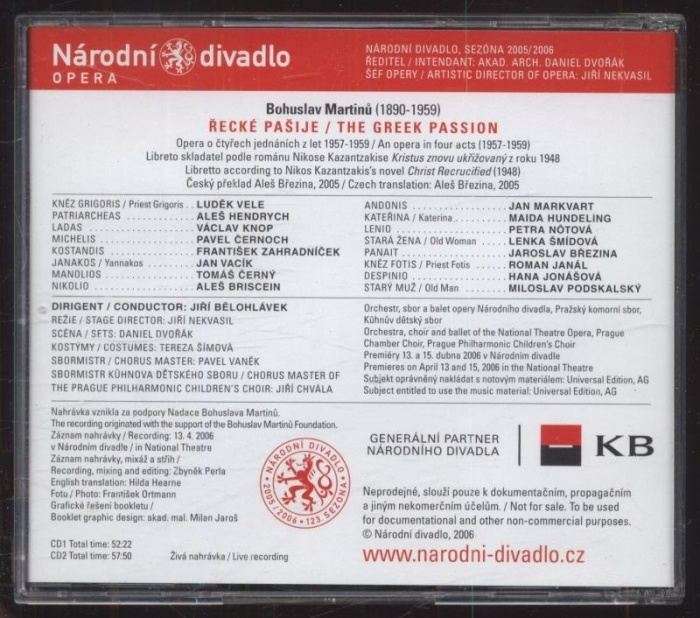 Bohuslav Martinů, Vele / Vacík / Černý / Hundeling / Janál, Jiří Bělohlávek - Řecké pašije (2CD)