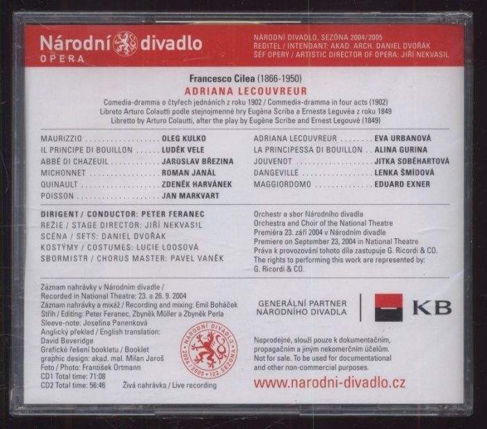 Francesco Cilea, Urbanová / Kulko / Janál / Gurina, Peter Feranec - Adriana Lecouvreur (2CD)