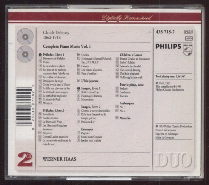 Werner Haas - Debussy - The Complete Piano Music, Vol. 1 (2CD)