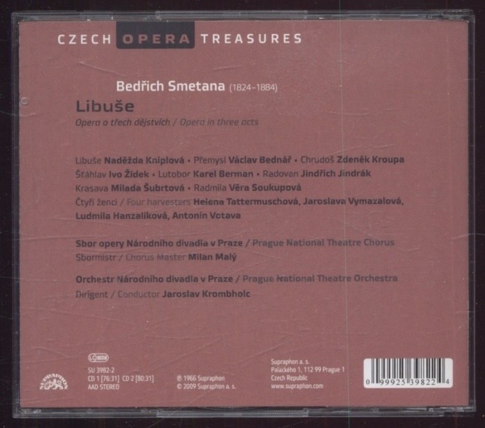Bedřich Smetana - Kniplová / Bednář / Kroupa / Šubrtová / Prague National Theatre Chorus And Orchestra / Jaroslav Krombholc - Libuše (2CD)