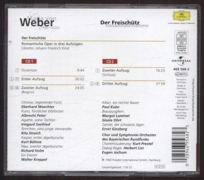 Carl Maria von Weber - Der Freischütz - Gesamtaufnahme (2CD)