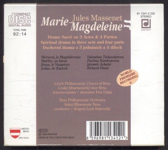 Jules Massenet, Brno Philharmonic Orchestra, Leoš Svárovský - Máří Magdalena. Duchovní drama o třech dějstvích a čtyřech dílech (Marie-Magdeleine - Drame sacré en 3 Actes & 4 Parties) (CD)