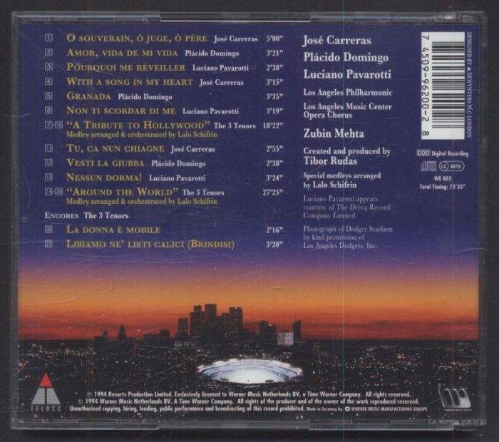 Carreras, Domingo, Pavarotti with Mehta - The 3 Tenors In Concert 1994 (CD)