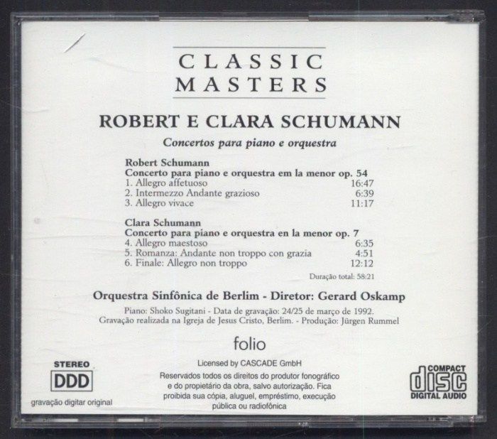 Robert e Clara Schumann - Conciertos para Piano e Orquesta (CD)