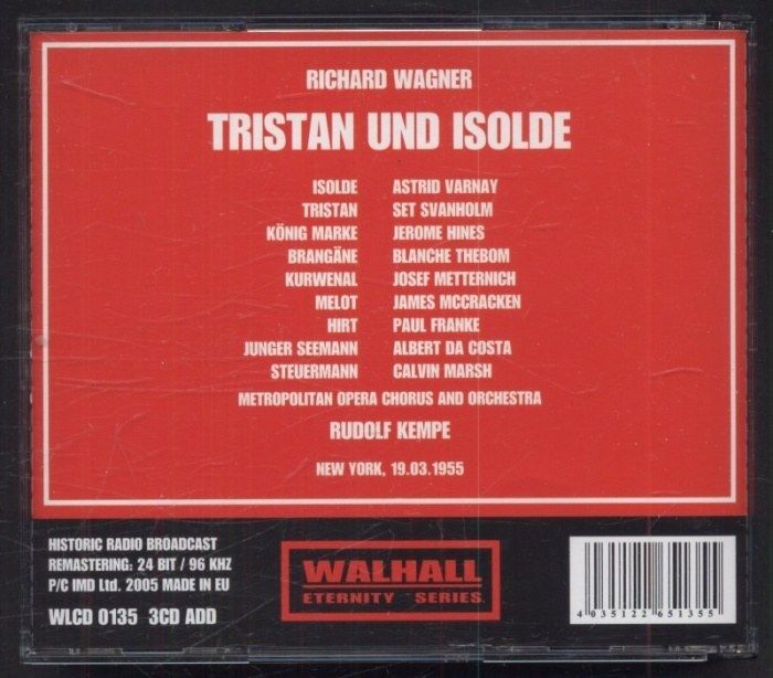 Richard Wagner, Rudolf Kempe, Astrid Varnay, Set Svanholm, Blanche Thebom, Josef Metternich, Jerome Hines - Tristan Und Isolde (3CD)