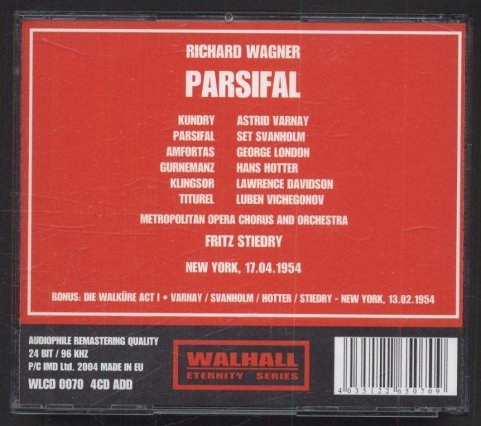 Richard Wagner / Fritz Stiedry, Astrid Varnay, Set Svanholm, George London, Hans Hotter - Parsifal (3CD)