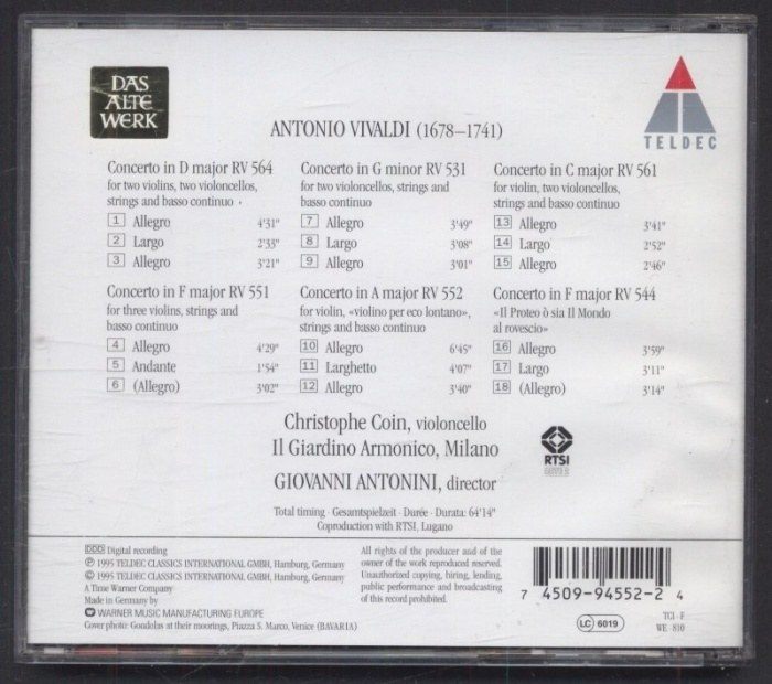 Vivaldi - Christophe Coin, Il Giardino Armonico - "Il Proteo" - Double And Triple Concertos (CD)