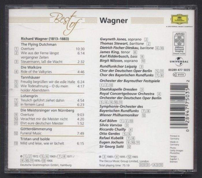Wagner - Gwyneth Jones / Birgit Nilsson / James King / Dietrich Fischer-Dieskau / Orchester der Bayreuther Festspiele / Karl Böhm / Rafael Kubelik / Sir Georg Solti - Best Of Wagner (CD)