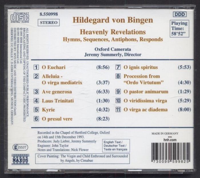 Hildegard von Bingen, Oxford Camerata, Jeremy Summerly - Heavenly Revelations (Hymns, Sequences, Antiphons, Responds) (CD)