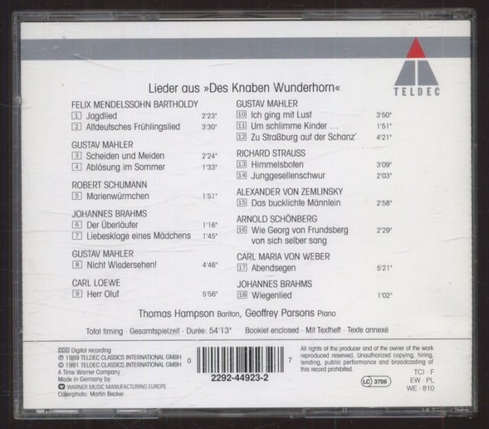 Thomas Hampson, Geoffrey Parsons - Des Knaben Wunderhorn (CD)