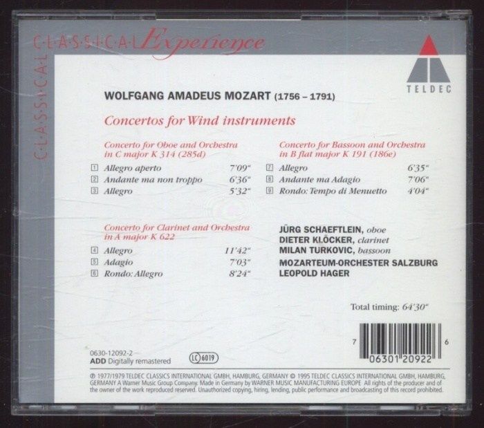 Mozart - Mozarteum-Orchester Salzburg, Leopold Hager - Clarinet Concerto (CD)