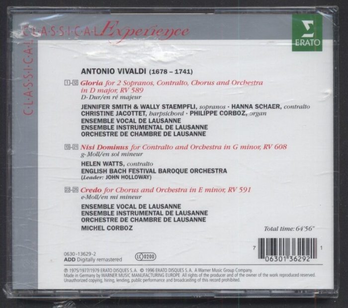 Vivaldi, Michel Corboz - Gloria - Nisi Dominus - Credo (CD)