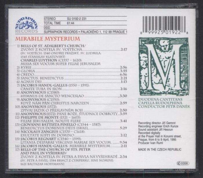 Duodena Cantitans, Capella Rudolphina, Petr Daněk - Mirabile Mysterium (Sacred Music In Rudolfine Prague) (CD)