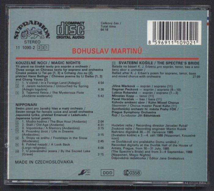 Martinů - Kühn Mixed Chorus, Prague Symphony Orchestra, Jiří Bělohlávek - The Spectre's Bride / Nipponari / Magic Nights (CD)