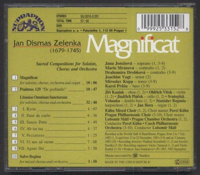 Jan Dismas Zelenka, Czech Philharmonic Orchestra, Prague Chamber Orchestra, Prague Philharmonic Chorus, Kühn Mixed Choir - Magnificat (CD)