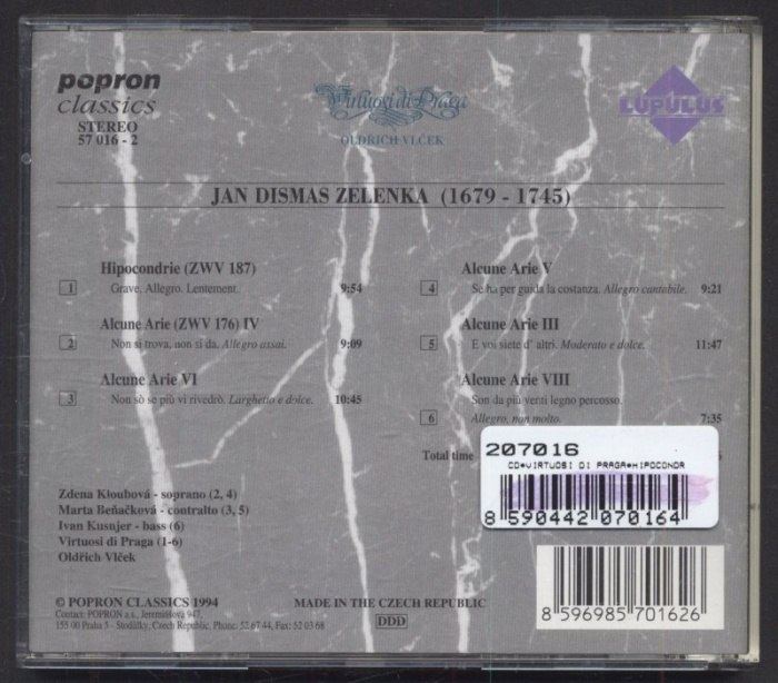 Jan Dismas Zelenka - Hipocondrie - Alcune Arie (CD)