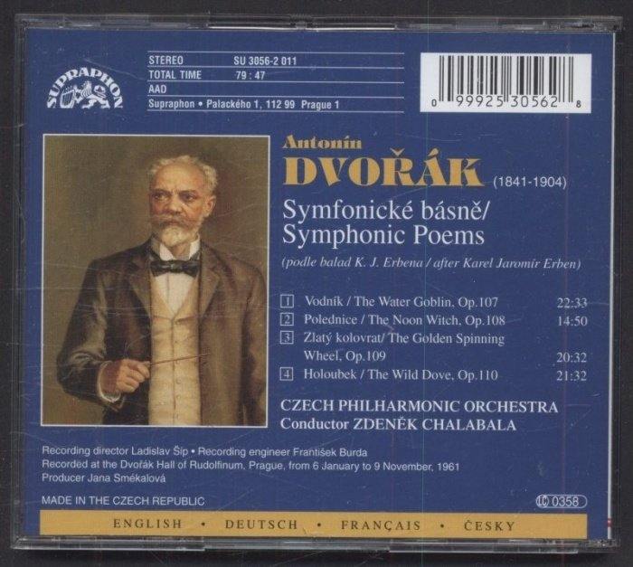 Antonín Dvořák - Czech Philharmonic Orchestra, Zdeněk Chalabala - Symphonic Poems (CD)