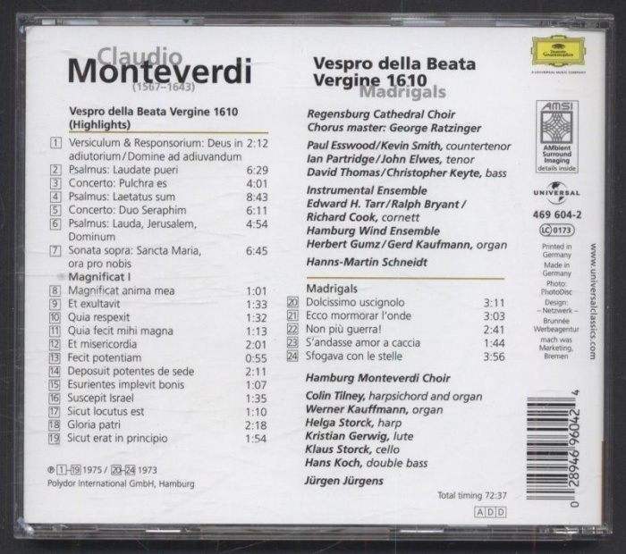 Claudio Monteverdi - Vespro Della Beata Vergine - Highlights (CD)