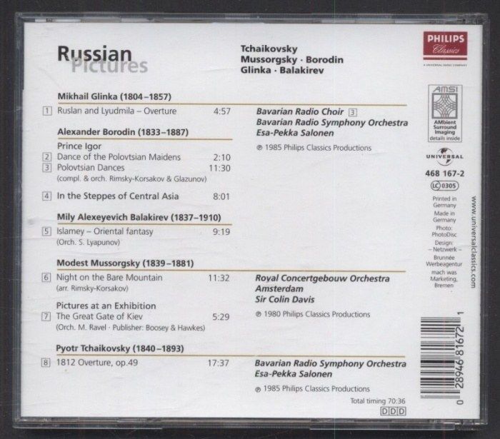 Pyotr Ilyich Tchaikovsky, Modest Mussorgsky, Alexander Borodin, Mikhail Ivanovich Glinka, Mily Balakirev - Russian Pictures (CD)