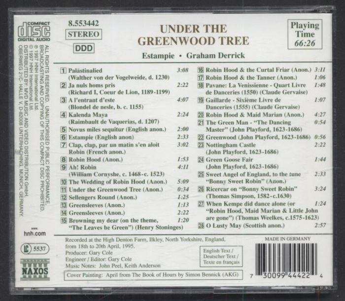 Estampie, Graham Derrick - Under The Greenwood Tree (CD)