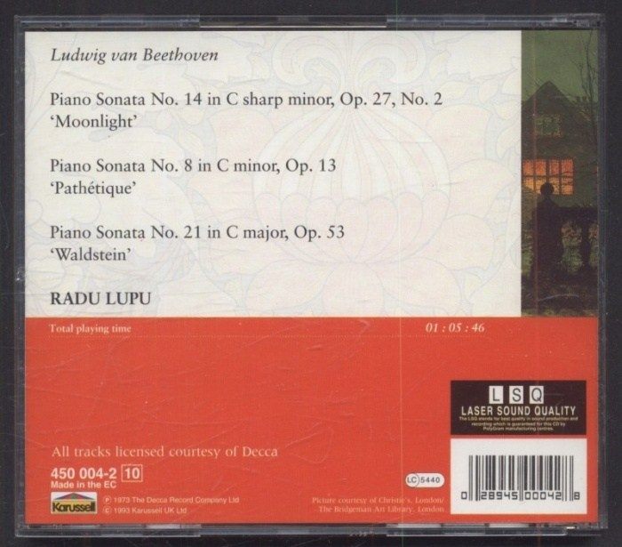 Ludwiq van Beethoven / Radu Lupu - Piano Sonatas: Moonlight, Pathétique, Waldstein (CD)