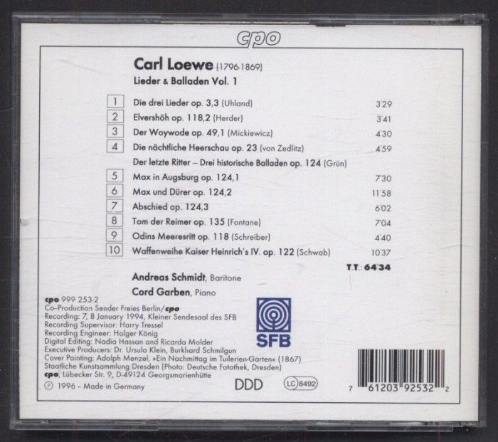 Carl Loewe / Andreas Schmidt, Cord Garben - Lieder & Balladen - Complete Edition Vol. 1 (CD)