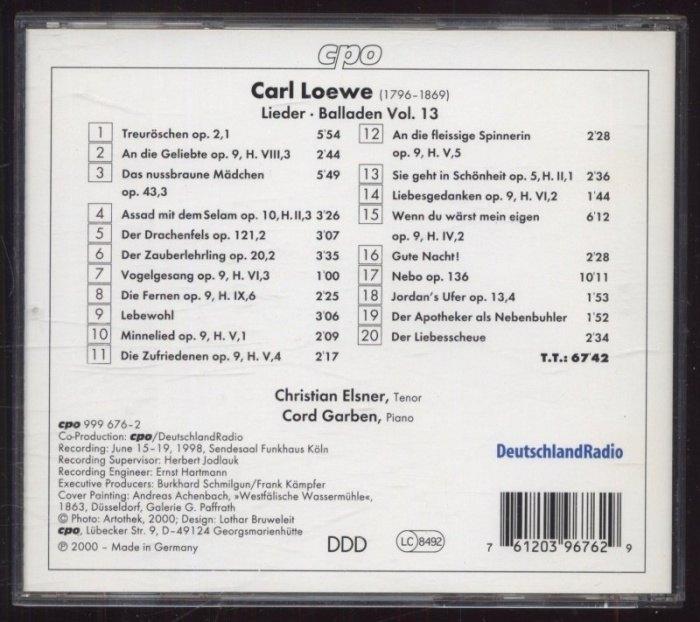 Carl Loewe - Christian Elsner, Cord Garben - Lieder & Balladen - Complete Edition Vol. 13 (CD)