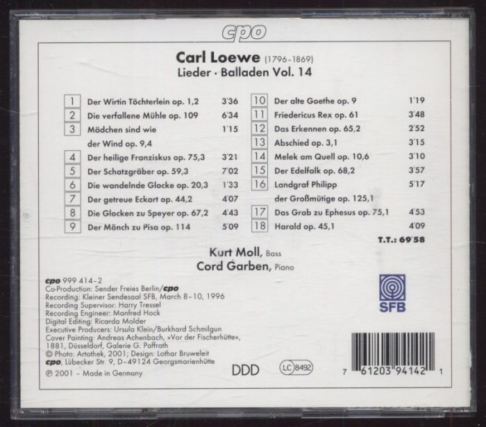 Carl Loewe - Kurt Moll, Cord Garben - Lieder & Balladen - Complete Edition Vol. 14 (CD)