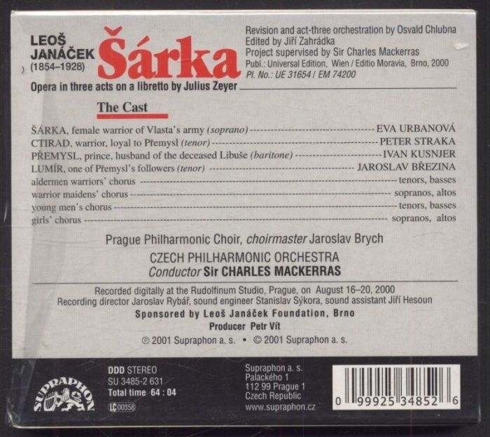 Janáček - Urbanová, Straka, Kusnjer, Březina, Czech Philharmonic Orchestra, Sir Charles Mackerras - Šárka (CD)