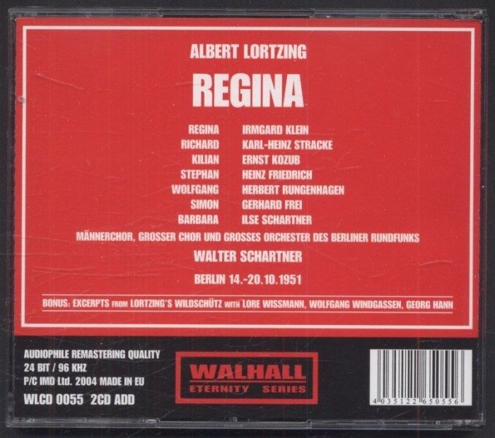Albert Lortzing / Walter Schartner; Irmgard Klein, Karl Heinz Stracke, Ernst Kozub - Regina (2CD)