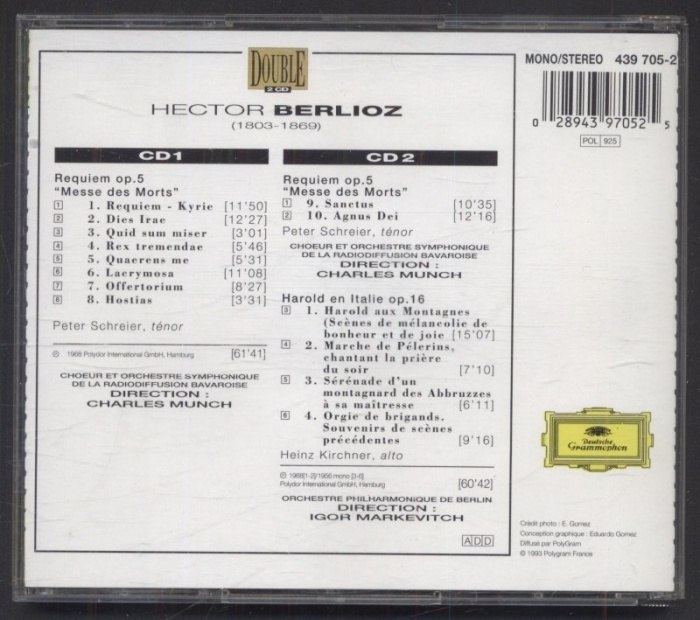 Berlioz / Charles Munch - Igor Markevitch - Requiem Op.5 - Harold En Italie Op.16 (2CD)