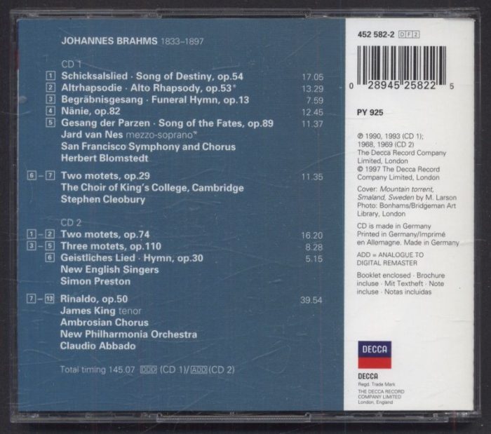 Brahms / Blomstedt, Abbado, Preston - Choral Works (2CD)