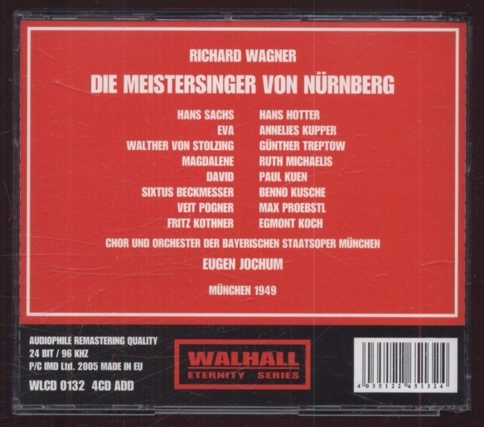 Richard Wagner / Annelies Kupper, Günther Treptow, Hans Hotter, Benno Kusche, Max Proebstl; Eugen Jochum  – Die Mastersinger Von Nürnberg - München1949 Pochette de l'album Richard Wagner - Die Mastersinger Von Nürnberg - München 1949 (3CD)
