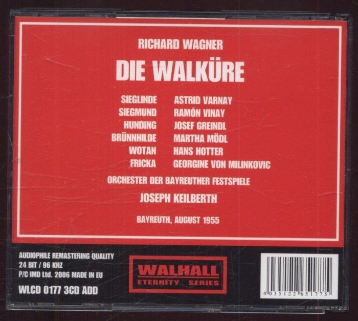 Richard Wagner, Martha Mödl, Astrid Varnay, Ramón Vinay, Hans Hotter, Josef Greindl, Joseph Keilberth - Die Walküre - Bayreuth 1955 (3CD)