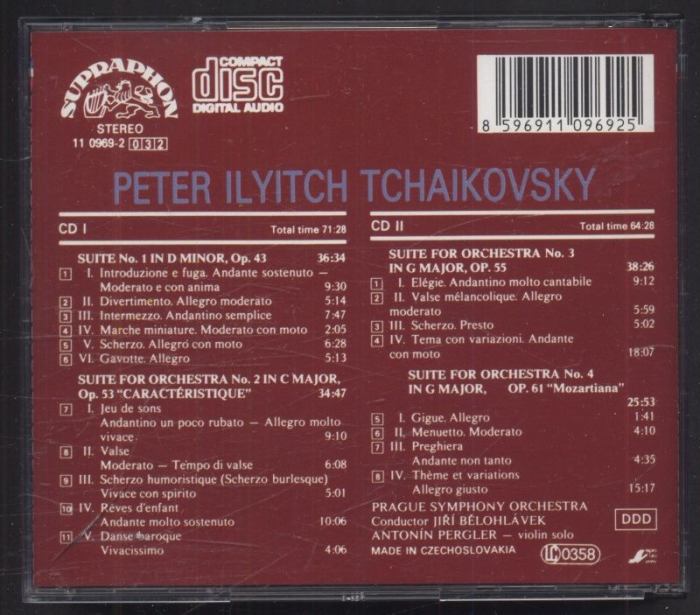 Peter Ilyitch Tchaikovsky / Prague Symphony Orchestra, Jiří Bělohlávek - Suites Nos. 1-4., opp. 43, 53, 55, 61 "Mozartina" (2CD)