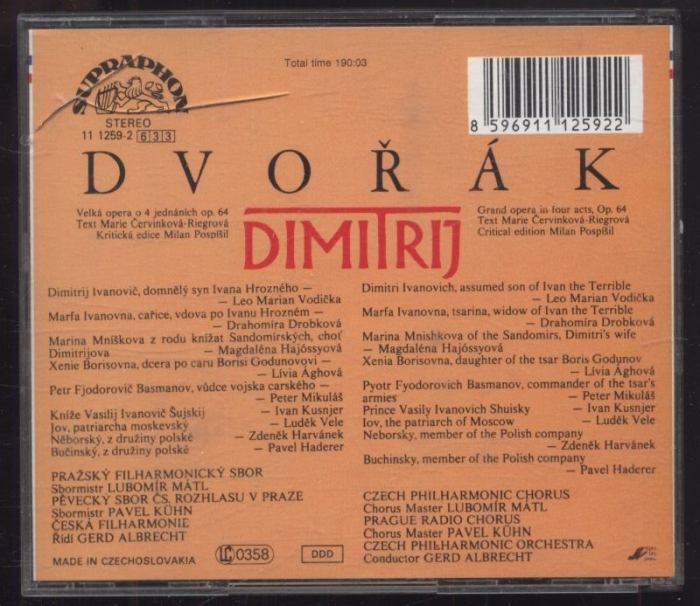 Antonín Dvořák / Vodička, Drobková, Hajóssyová, Ághová, Kusnjer, Mikuláš, Vele, Prague Radio Chorus, Czech Philharmonic Chorus & Czech Philharmonic Orchestra / Gerd Albrecht - Dimitrij (3CD)