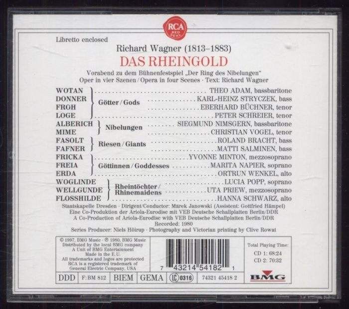 Richard Wagner / Adam, Schreier, Nimsgern, Salminen, Popp, Staatskapelle Dresden, Marek Janowski - Das Rheingold (2CD)