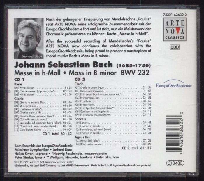 Johann Sebastian Bach, Bach Ensemble Der EuropaChorAkademie, Münchner Symphoniker, Joshard Daus, Hellen Kwon, Hedwig Fassbender, Peter Straka, Wolfgang Newerla, Peter Lika - Messe In H-Moll Mass In B Minor (2CD)