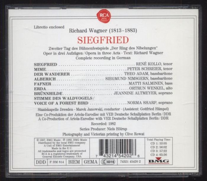 Richard Wagner / Kollo, Schreier, Adam, Nimsgern, Staatskapelle Dresden, Marek Janowski - Siegfried (4CD)