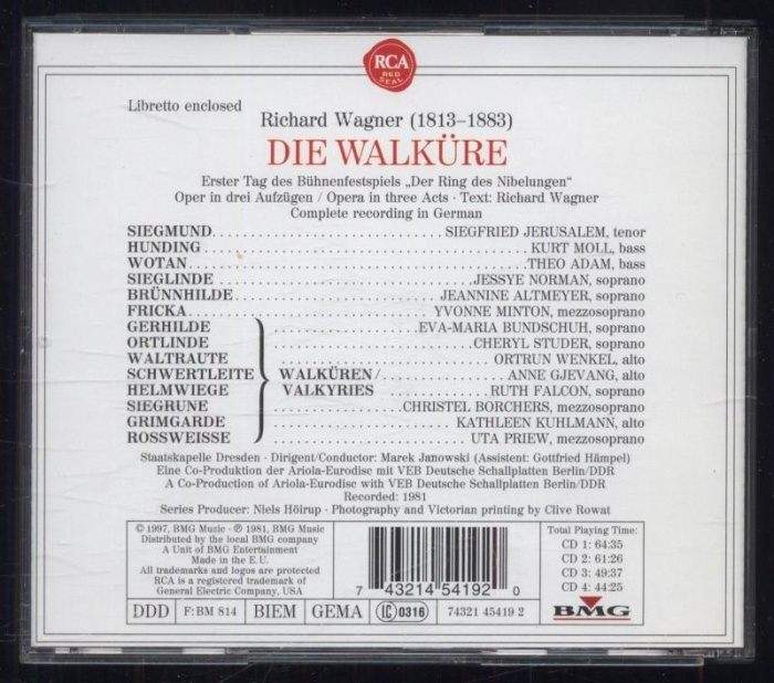 Richard Wagner - Jerusalem, Moll, Adam, Norman, Staatskapelle Dresden, Marek Janowski - Die Walküre (4CD)