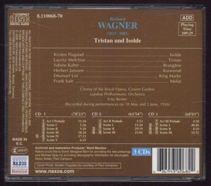 Richard Wagner, Kirsten Flagstad, Lauritz Melchior, Chorus Of The Royal Opera House, Covent Garden, London Philharmonic Orchestra, Fritz Reiner - Tristan Und Isolde (3CD)