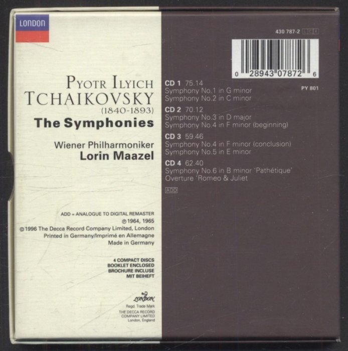 Tchaikovsky - Wiener Philharmoniker, Lorin Maazel - The Symphonies (4CD)
