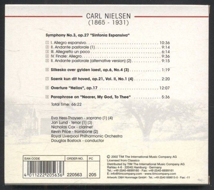 Carl Nielsen, Royal Liverpool Philharmonic Orchestra, Douglas Bostock - Symphony No 3 "Sinfonia Espansiva" A.M.O. (CD)