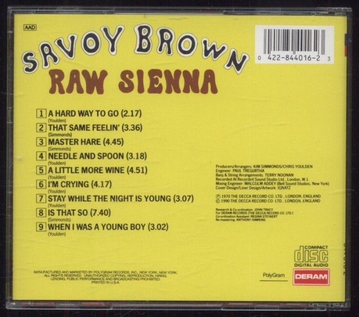 Savoy Brown - Raw Sienna (CD)