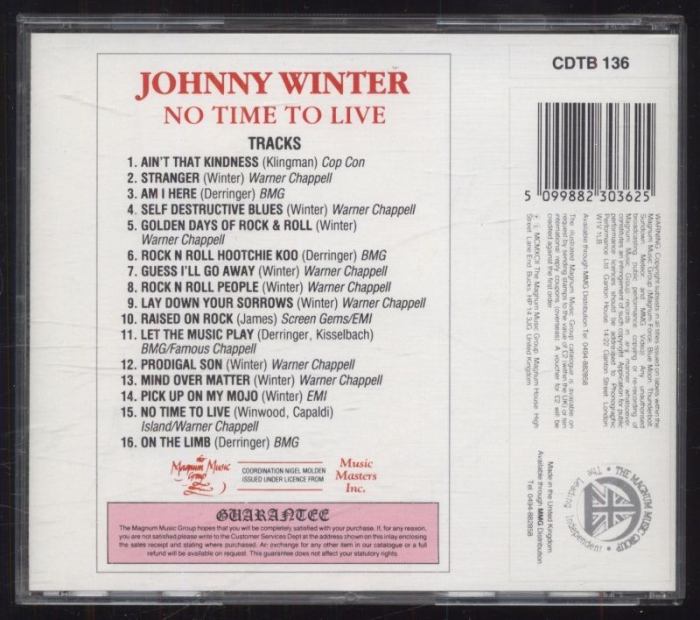 Johnny Winter - No Time To Live (CD)