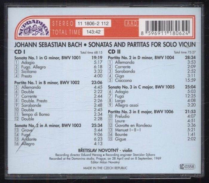 Břetislav Novotný / J. S. Bach - Sonatas And Partitas For Solo Violin (2CD)