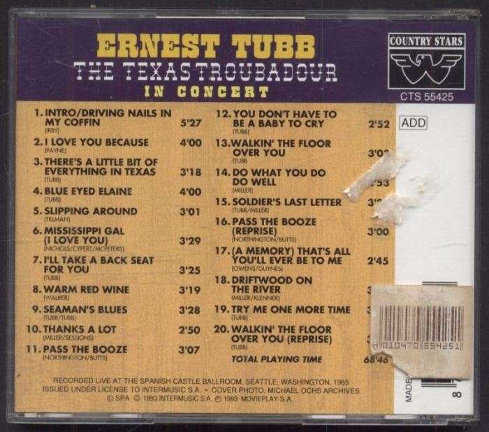 Ernest Tubb - The Texas Troubadour In Concert (CD)